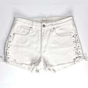 PACSUN Lace-up White Denim‎ High Waisted Short Raw Hem Size 29